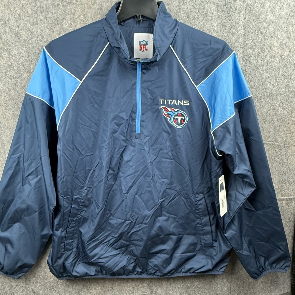 NFL Team Apparel Tennessee Titans 1/4 Zip Windbreaker Jacket Blue Green‎ XL Nwt